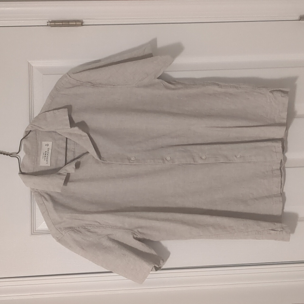 Abercrombie Summer Linen Blend Shirt- Medium - Cream